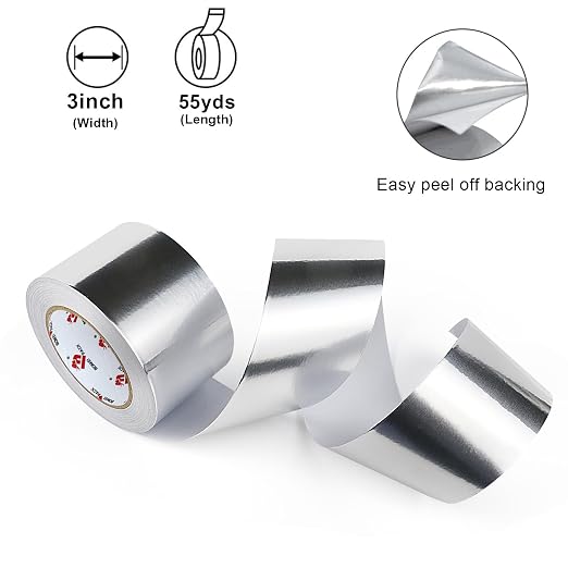 BOMEI PACK Aluminum Foil Tape, Heavy Duty Metal Duct Tape, High Temperature - Image 3