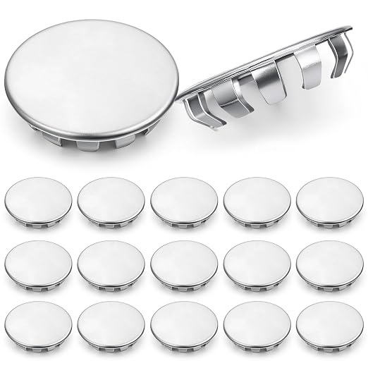 Hicarer 15 Pack Fit 1-1/2" Hole Metal Hole Plugs, Nickel-Plated Steel Snap-in by Hicarer