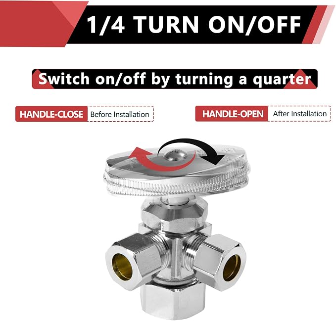 5PCS EFIELD Dual Compression Outlet Multi-Turn Angle Stop Valve | 1/2" NOM x - Image 3