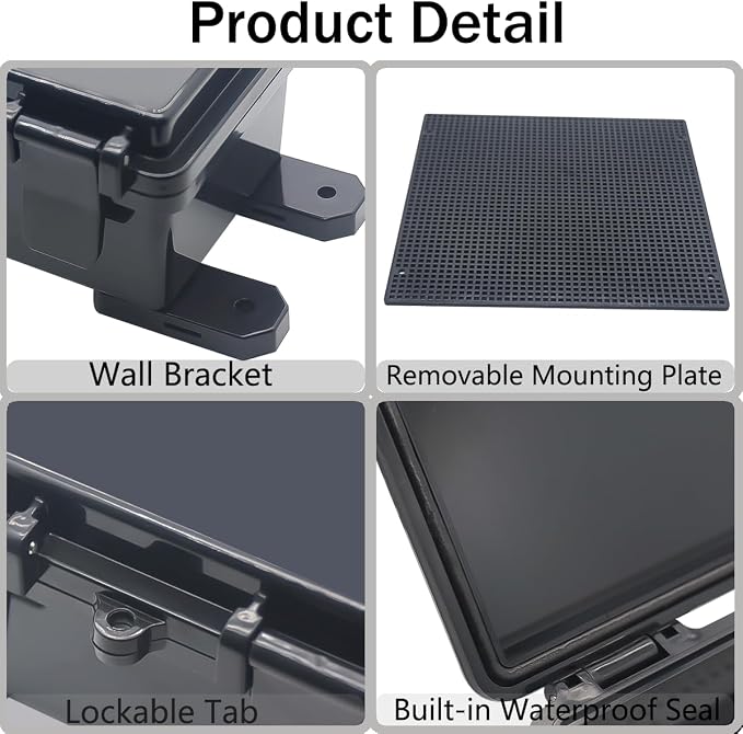 Junction Box, Hinged Black Clear Cover IP67 Waterproof ABS Project Box - Image 4