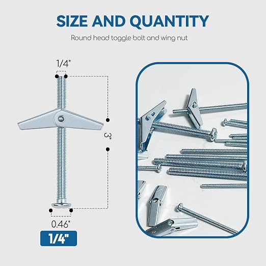1/4X3-Inch Toggle Bolt and Wing Nut - Image 2