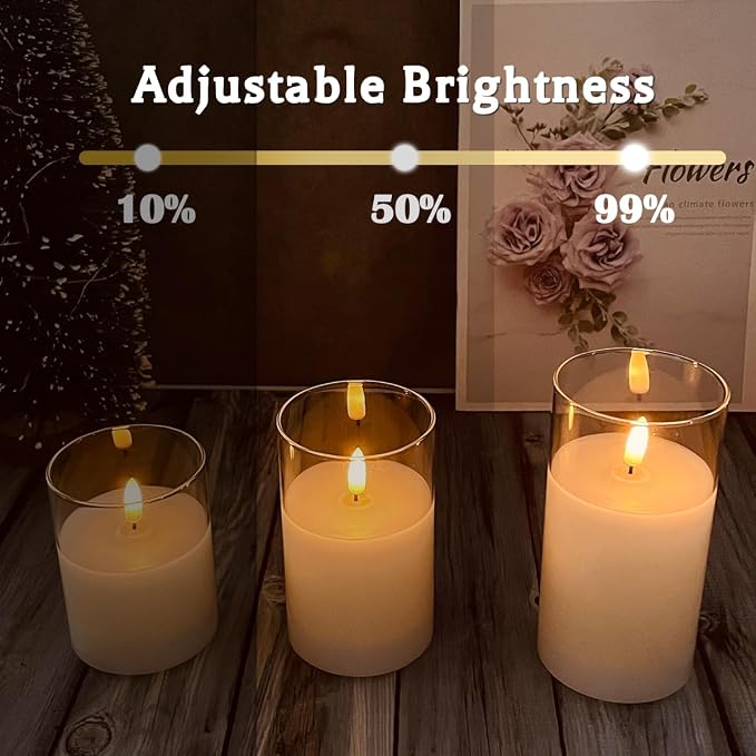 Glass Rechargeable LED Realistic Flickering Flameless Candles | Fake Flame - Image 3