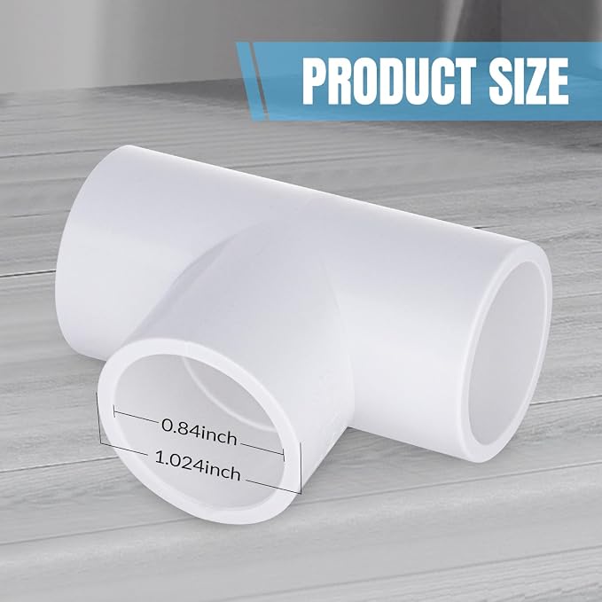 1/2-inch 3 Way Tee PVC Fittings, Furniture Grade Pipe Connector Elbow - Image 2
