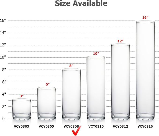 WGVI Quality Thick Clear Cylinder Glass Vases, Bud Vase Skinny Narrow Floral - Image 3