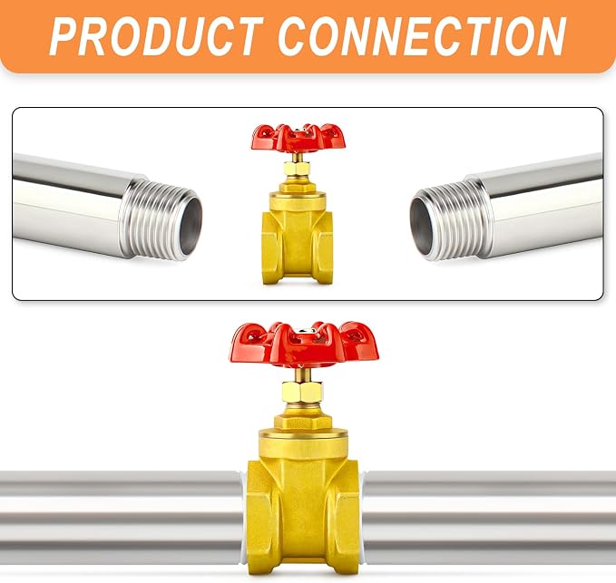 GASHER 1PCS 1-1/4 Inch Brass industrial Gate Valve, Heavy-duty Rotary Sluice - Image 5