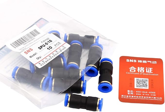SNS 5/16" Tube OD Plastic Straight Union Pipe Tube Fitting Straight Pneumatic - Image 9