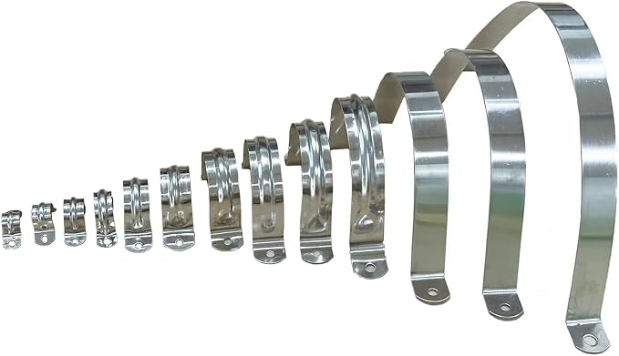 8inch Rigid Support Pipe Strap, 2 Hole U-Tube Strap Clamp, Stainless Steel - Image 4