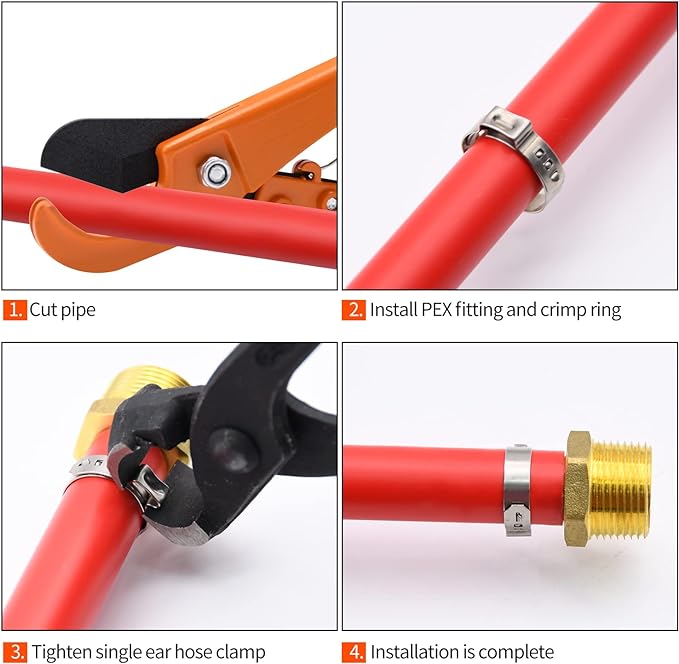 200 Pack 1/2" PEX Cinch Clamps, Stainless Steel Single Ear Hose Clamps - Image 4