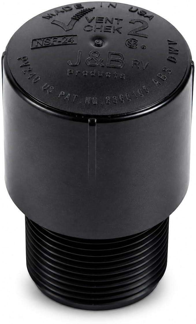 1-1/2" Male Threaded Vent Check 2 Secondary Venting Solution Air Admittance by JBProducts