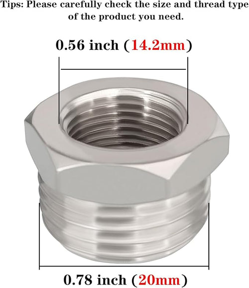 1/2" G Male to 3/8" Compression Female Reducer Faucet Adapter 4PCS | Nickel - Image 2