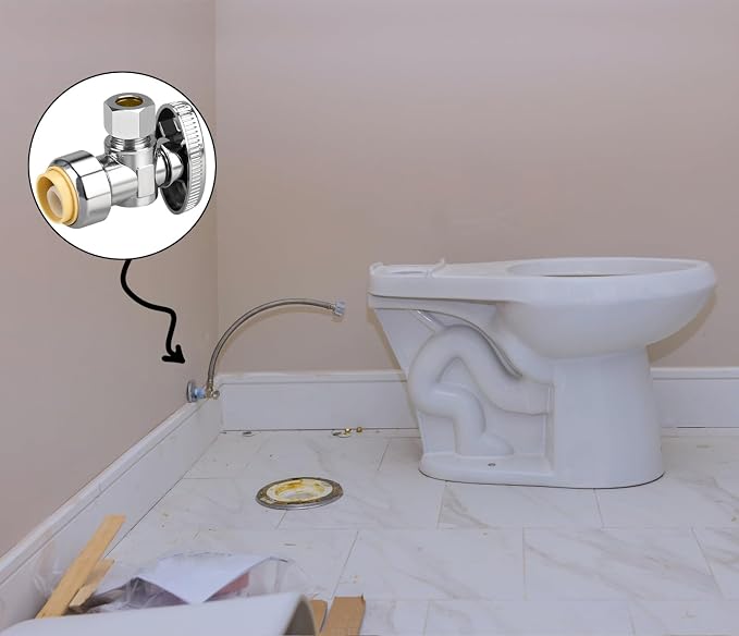 2pcs Angle Stop Valve, 1/2" PTC Input, 3/8" OD Compression Output | - Image 6
