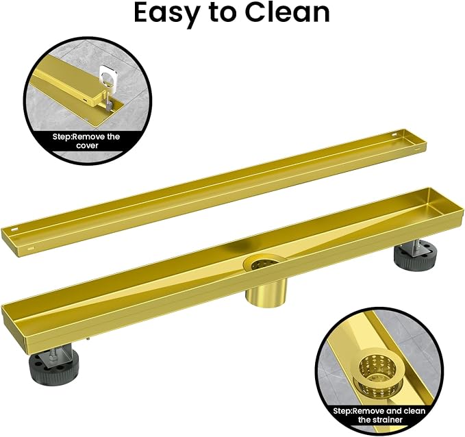 EXF Linear Shower Drain 30 Inch Brushed Gold - Image 6