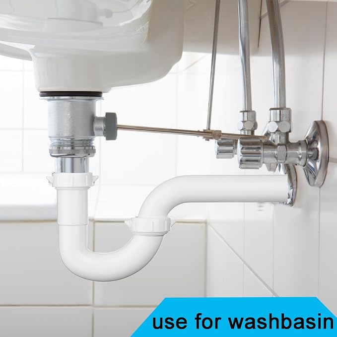 Yariwiz White 1 1/4 Inch Basin Sink Drain Pipe Tubular Kit, Not Used - Image 2