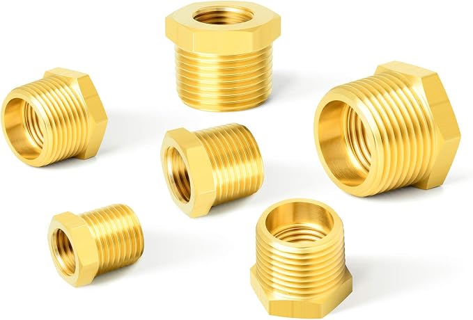 GASHER 12PCS Brass Hex Bushing Fitting Kit Hex Bushing 1/4" - Image 7