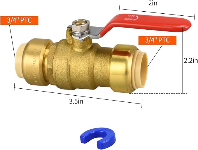 4pcs 3/4" Push Fit Ball Valve - Image 2