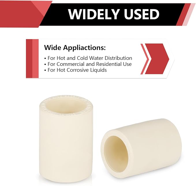 50 Pack EFIELD CPVC Coupling Adapter Fittings, 1/2" Slip x 1/2" Slip | Socket - Image 6