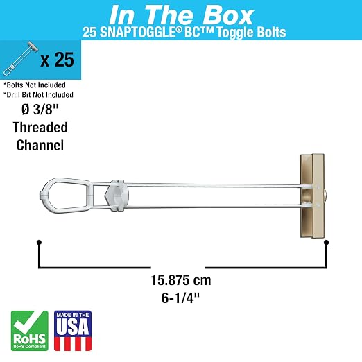 TOGGLER SNAPTOGGLE BC Toggle Anchors 3/8" to 2-1/2" Pack of 25 | Zinc-plated - Image 2