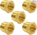 Joywayus 5Pcs Brass Reducing Hex Bushing 1/2" NPT Male to 3/8" NPT Female | by Joywayus