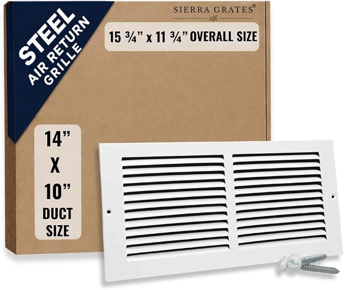 14x10 Air Return Vent Cover, Solid Steel White, 4 Pack - Image 2