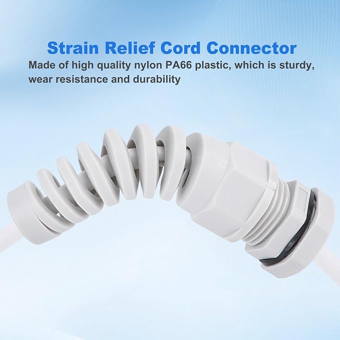 5Pcs NPT 1/2" Flex Spiral Strain Relief Cord IP68 Waterprood Cable Gland Nylon - Image 4