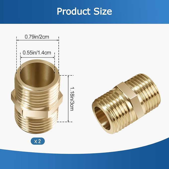 1/2 Inch Npt Brass Nipple Male To Male Pipe Fitting Adapter | Straight Connector - Image 2