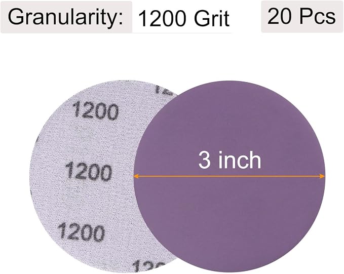 uxcell 20Pcs 3-Inch Purple Sanding Discs 1200 Grits Hook and Loop Professional - Image 2