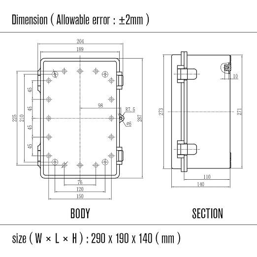 Electrical Box, IP67 Waterproof Hinged Clear Cover Stainless Steel Latch - Image 8