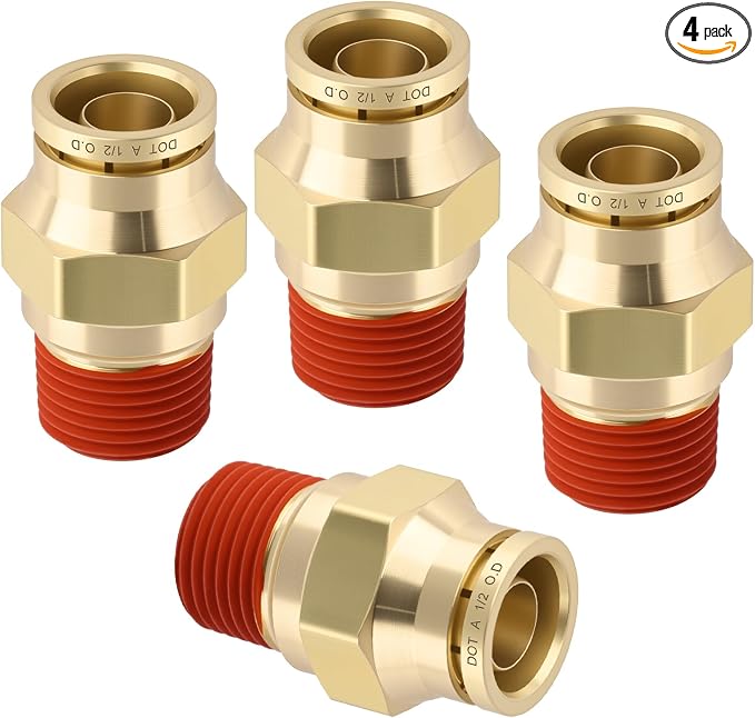DOT Approved Male Straight Brass Union 1/2" Tube x 3/8" NPT, Quick Connect Union by BOERAY