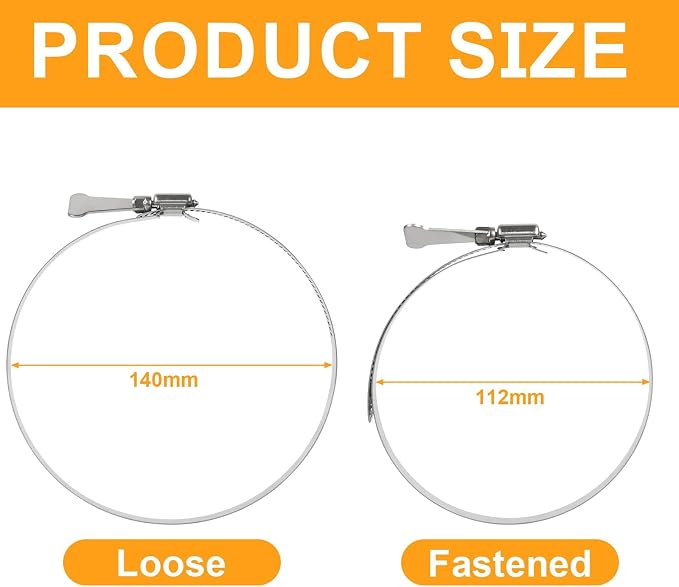 2Pcs Dryer Vent Clamp 5 Inch, 304 Stainless Steel Worm Gear Dryer Hose Clamp - Image 2