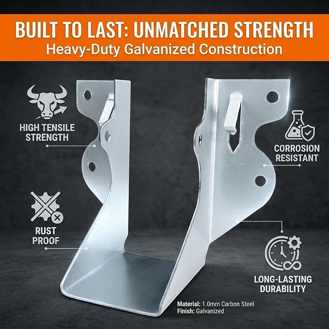 50 Pack 2x4 Joist Hangers, 18 Gauge Galvanized Face Mount | Wood connectors - Image 3