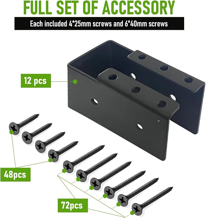 12 Pcs Concealed Joist Hangers, 2x4 Outdoor Beam Brackets - Image 3