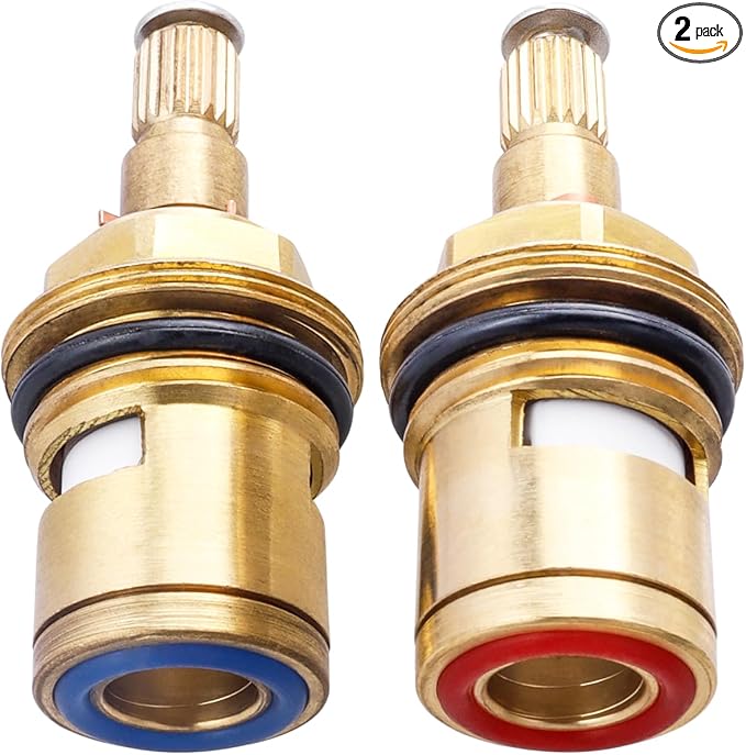 Wolfride 2Pcs Faucet Cartridge Replacement, 20 Teeth G1/2" Brass Ceramic Stem by Wolfride