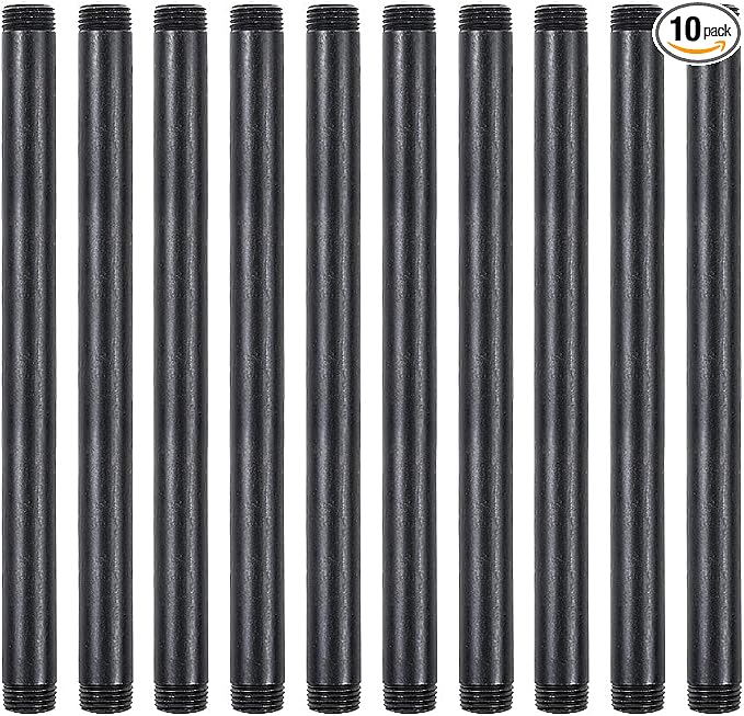 10 Pack 1/2 Inches x 10 Inches Black Malleable Steel Nipples Fitting, DIY by NIUBIDINDUSTRIALFURNITUR
