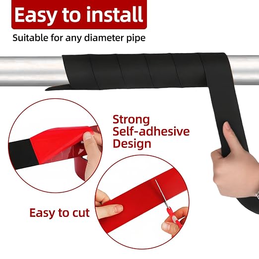 2 inch x 14 ft Pipe Insulation Tape, Outdoor Pipe Insulation Foam Tube - Image 3