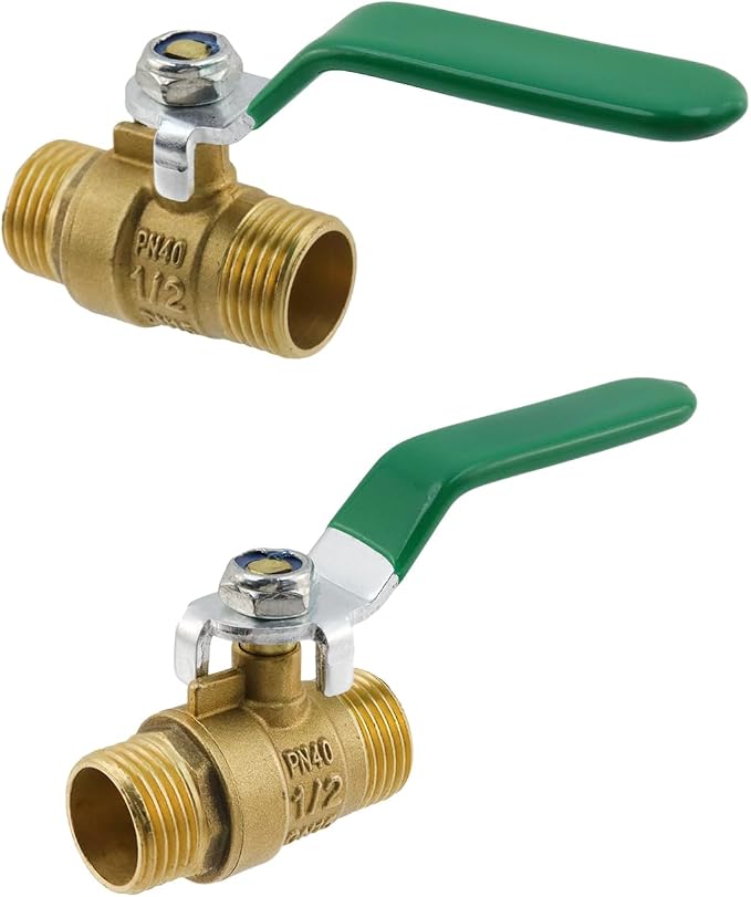 Brass Ball Valve Shut Off Switch 1/2" Male to 1/2" Male -2pcs | Thick Plumbing - Image 4