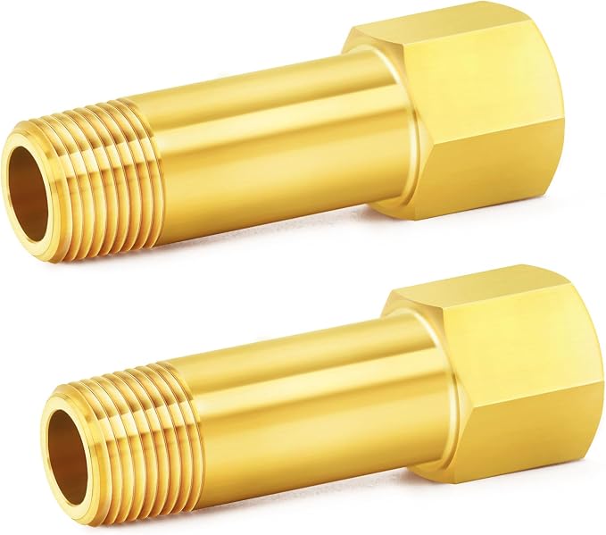 ChillWaves Brass Pipe Fitting, Long Nipple Pipe 1/4" NPT Male x 1/4" NPT Female by VisittheCHILLWAVES