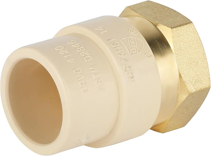 EFIELD 3/4"CPVC X 3/4"Female Thread NPT Transition Coupling, Brass Adapter Pipe - Image 3
