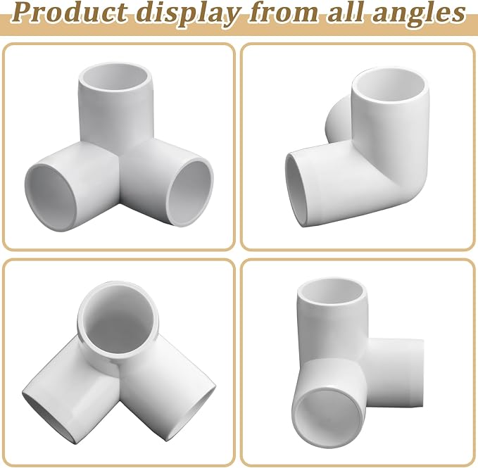 20-Pack 1/2" 3 Way PVC Fittings, Furniture Grade Pipe Fittings 3 Way - Image 7
