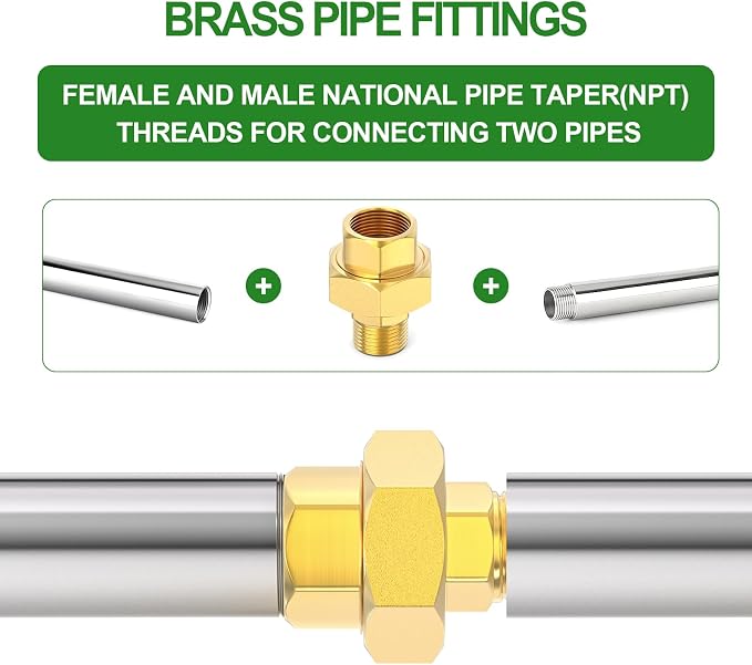 1PCS Brass Union，3/8" NPT Male x 3/8" NPT Female Brass Pipe Fitting - Image 5