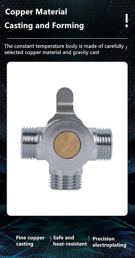 3/8" Manual Mixing Valve for Hot and Cold Water, Three-way Solid Brass - Image 3