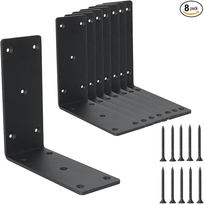 8-Pack 6" x 6" x 2⅜" L Right Angle Bracket, Heavy Duty Corner Bracket | by JAVOUKA
