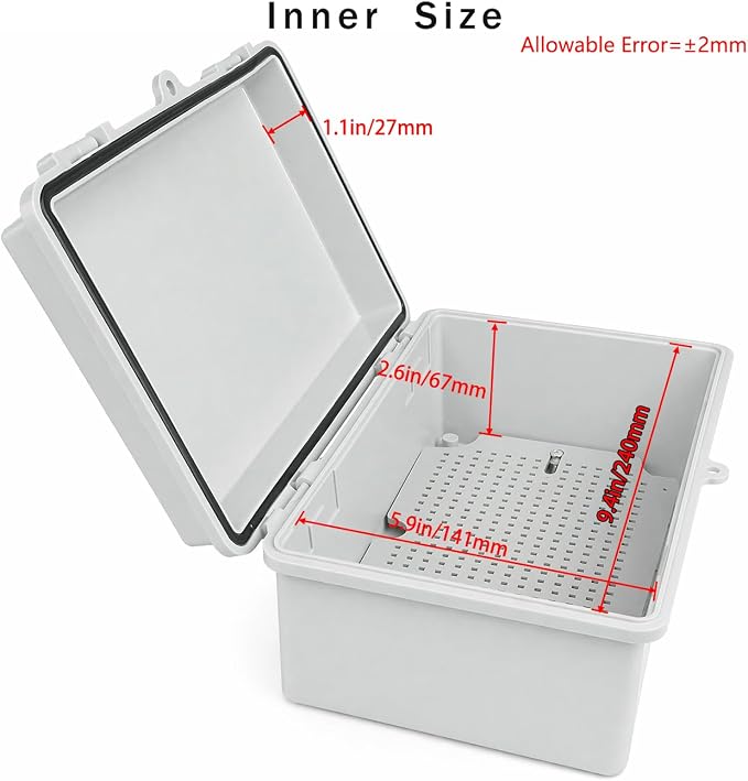 Junction Box, Hinged Grey Cover IP67 Waterproof ABS Project Box - Image 3