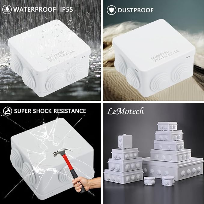 ABS Plastic Dustproof Water Resistant IP55 Junction Box Universal Electrical - Image 8