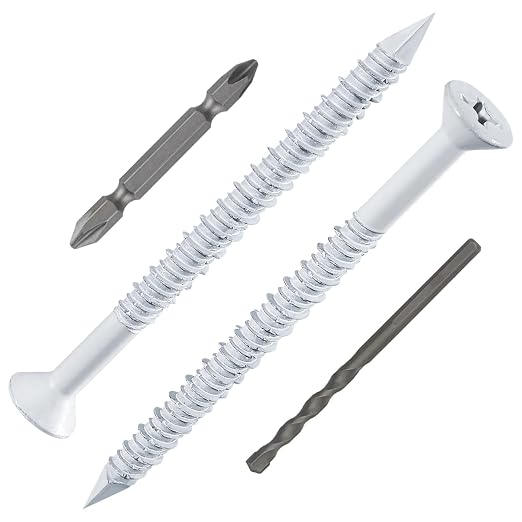 WenSilon 1/4" x2-3/4 White Concrete Screw Anchor White Flat Head by Wensilon