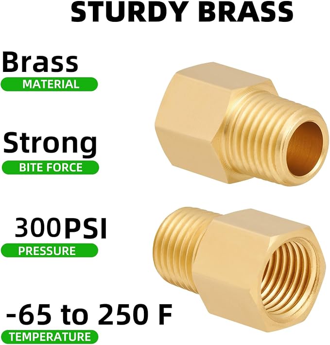 Brass Pipe Fitting, 1/4 Inch NPT Male to 1/4 Inch NPT Female Brass Pipe Hose - Image 4