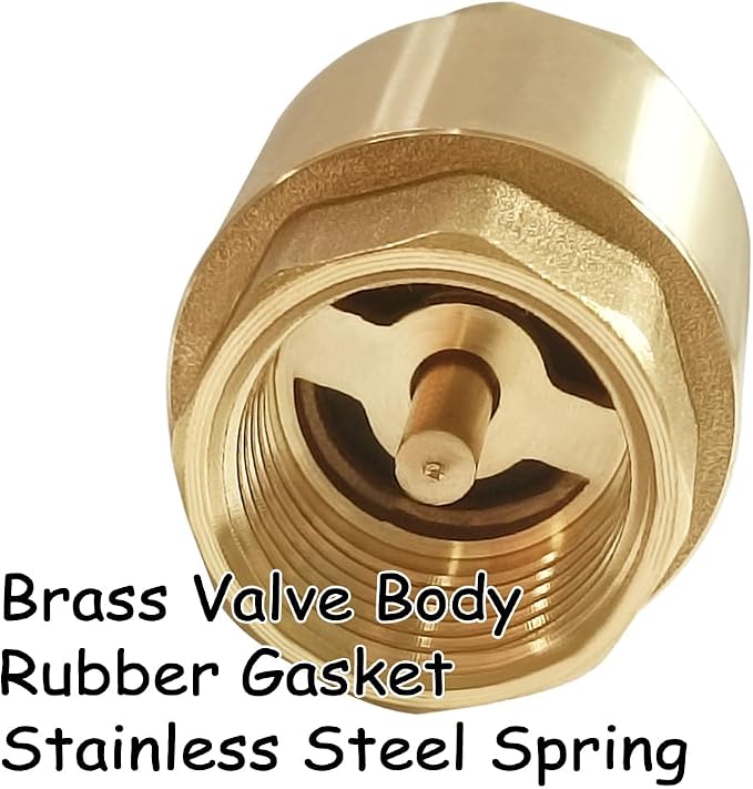 Uenede Brass 3/4 Inch NPT In-line Spring Check Valve - Image 4