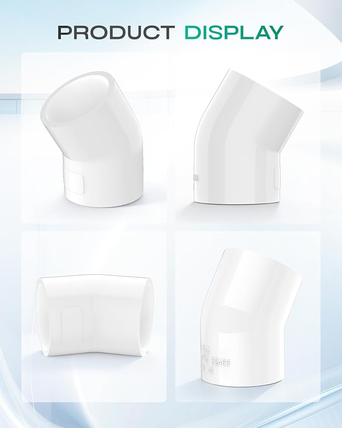 4-Pack 1 Inch 45 Degree PVC Elbow Pipe Fittings, Furniture Grade SCH40 PVC Pipe - Image 9