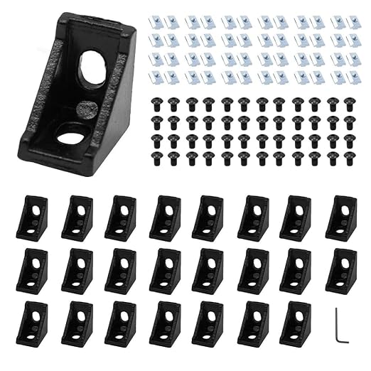 24pcs 2020 Aluminum Extrusion Corner Bracket Black by SeekLiny