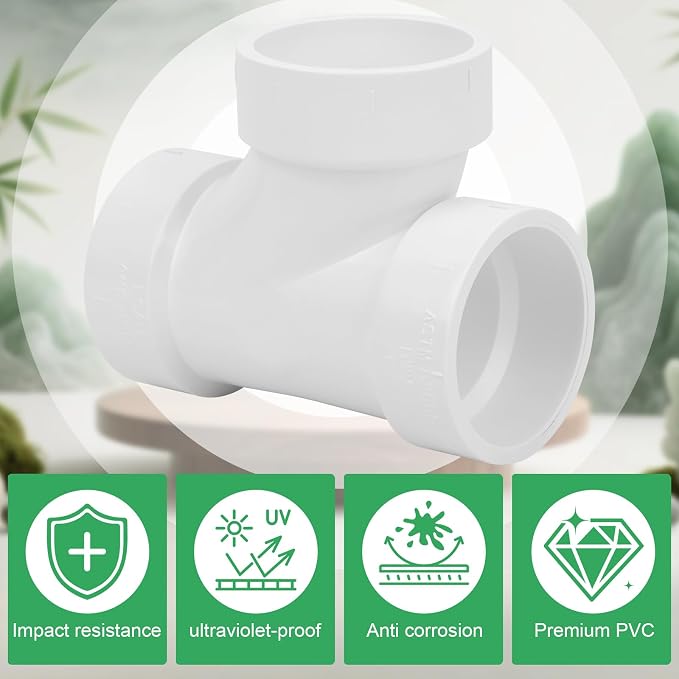4Pack 1-1/2IN PVC DWV Sanitary Tee 3-Way PVC Pipe Fittings Adapter Furniture - Image 4