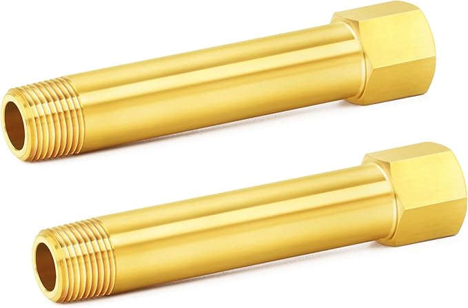 ChillWaves Brass Pipe Fitting, Long Nipple Pipe 1/8" NPT Male x 1/8" NPT Female by VisittheCHILLWAVES